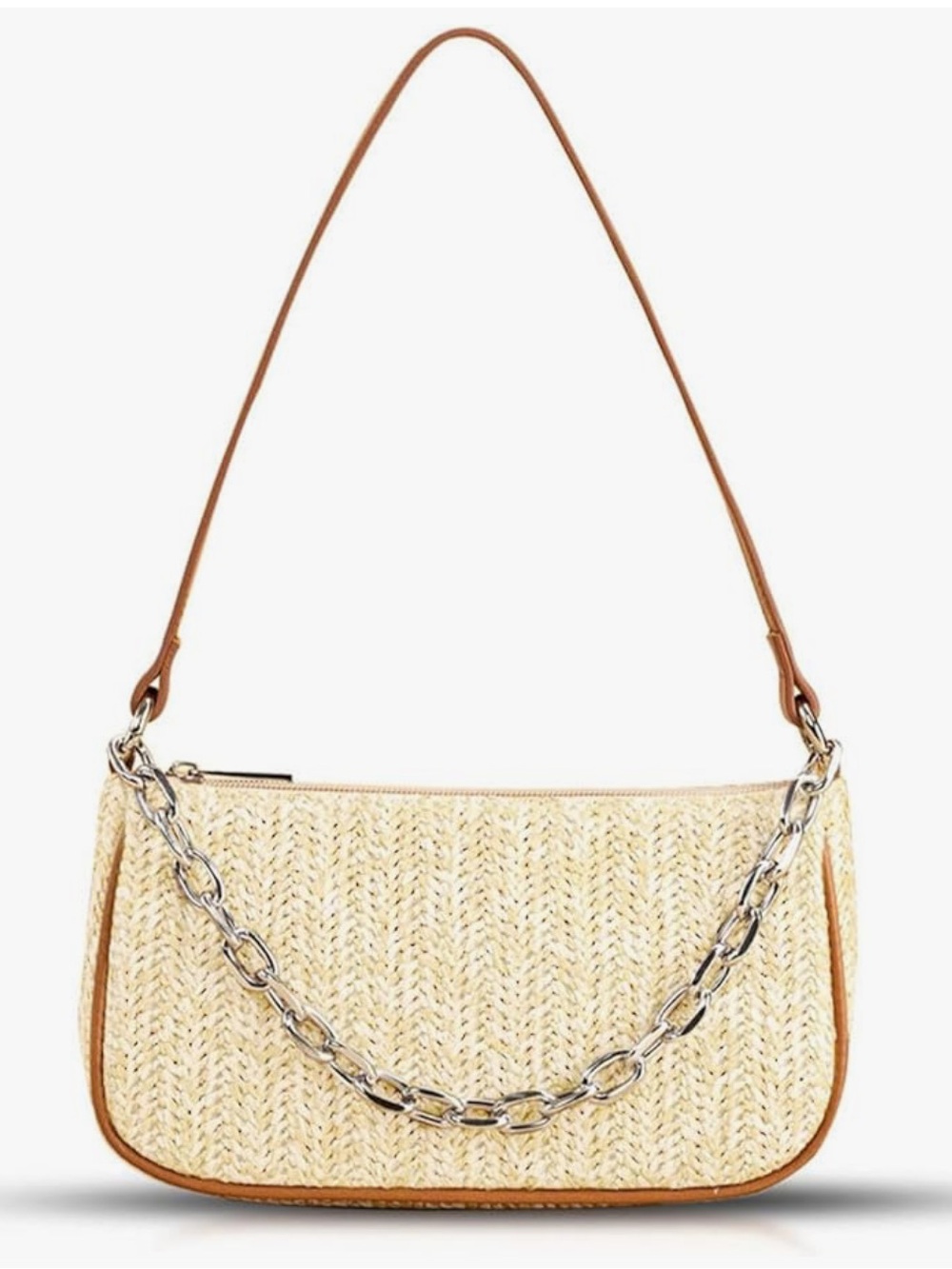 Women's Beige Bohemian Straw Hobo Handbag